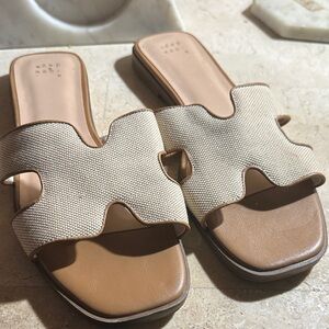 Beige Slide Sandals